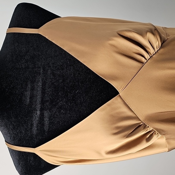 Soma Bronze Slip Dress w Vneck Spaghetti Straps Empire Waist Side Slits Sz:XL - Picture 4 of 12